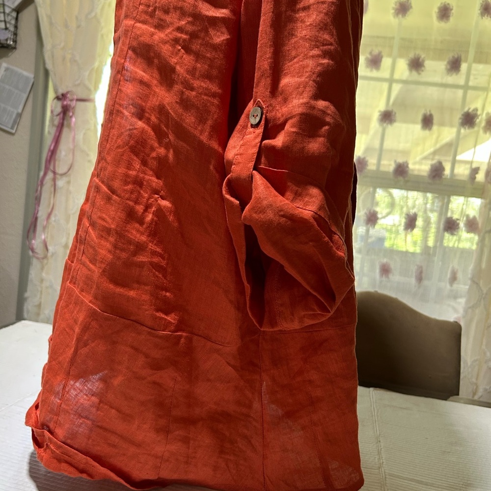 Soft Surrounding Rust Orange Button-Up Shirt Size… - image 5